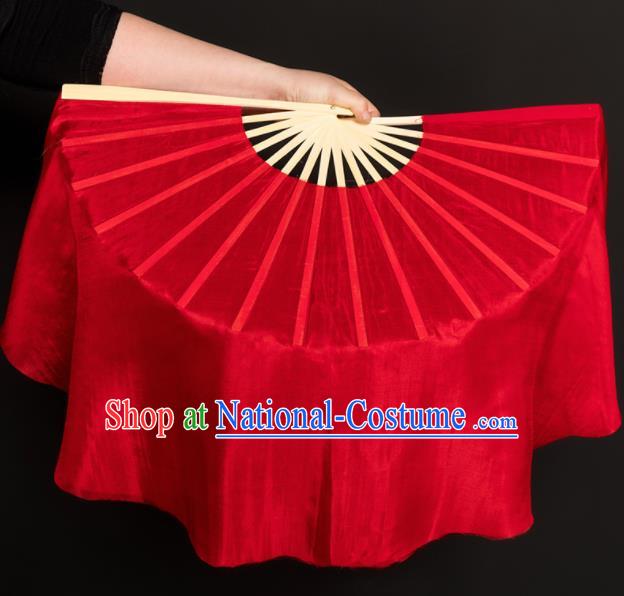 Chinese Traditional Folk Dance Props Red Silk Fans Folding Fans Yangko Fan