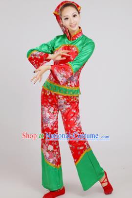 Chinese Traditional Yangko Dance Village Girl Costumes Group Dance Folk Dance Clothing for Women