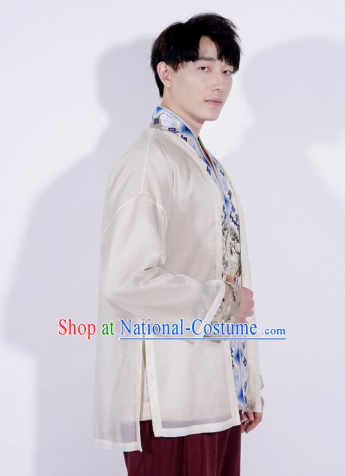 Chinese Traditional Tang Suit Costumes National Embroidered Overcoat for Men