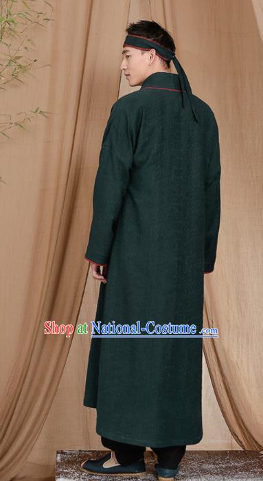 Chinese Traditional Tang Suit Costumes National Green Coat Overcoat for Men