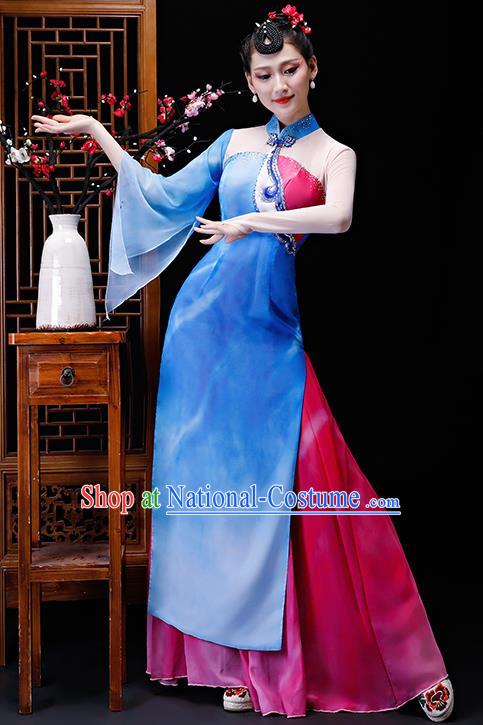 Chinese Traditional Classical Dance Costumes Umbrella Dance Group Dance Dress for Women