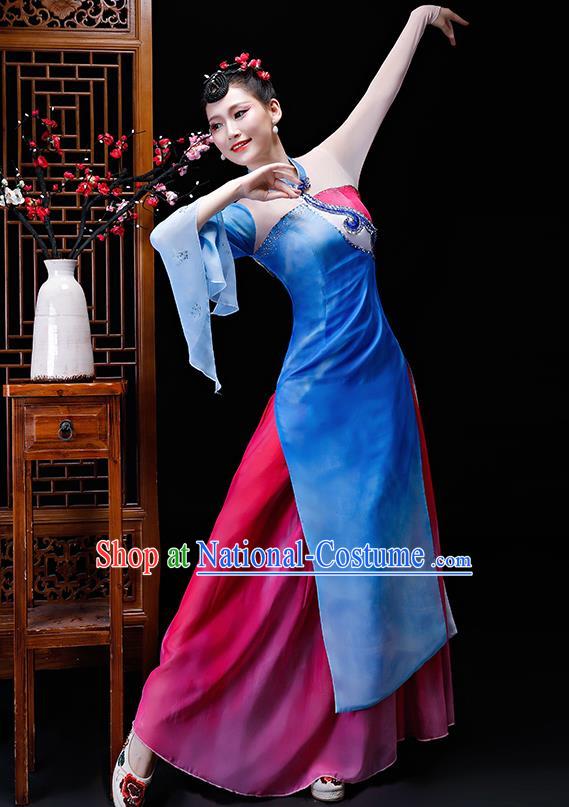 Chinese Traditional Classical Dance Costumes Umbrella Dance Group Dance Dress for Women