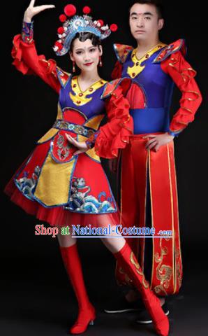 Chinese Traditional Folk Dance Costumes Drum Dance Group Dance Clothing for Women for Men