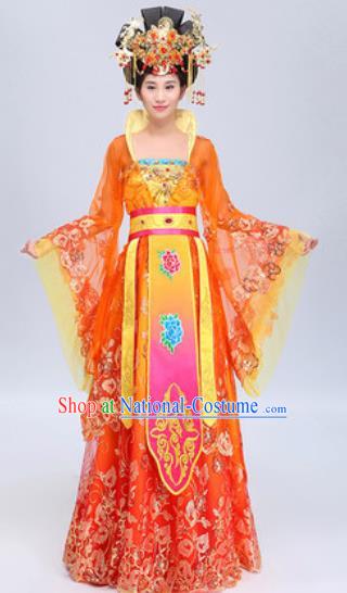 Chinese Traditional Classical Dance Costumes Tang Dynasty Imperial Concubine Yang Dance Red Dress for Women