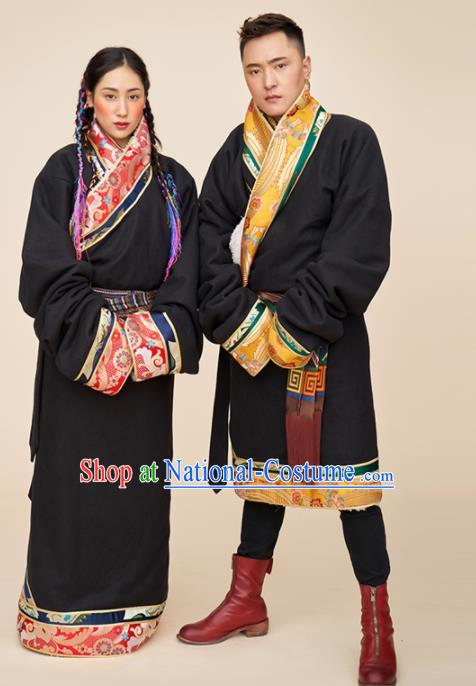 Traditional Chinese Zang Nationality Dance Costumes Tibetan Folk Dance Ethnic Clothing for Men for Women