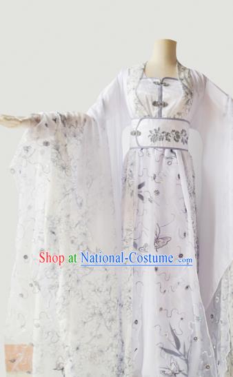 Traditional Chinese Tang Dynasty Aristocratic Lady Costumes Ancient Cosplay Princess White Hanfu Dress for Women