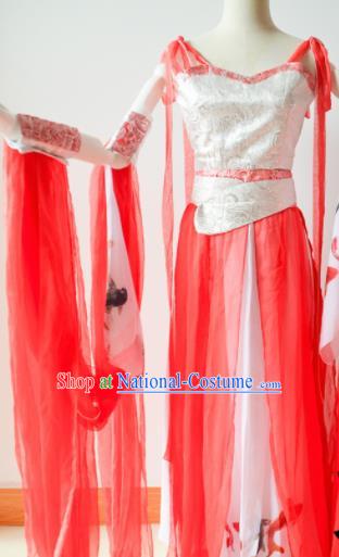 Traditional Chinese Han Dynasty Aristocratic Lady Costumes Ancient Cosplay Swordswoman Red Hanfu Dress for Women