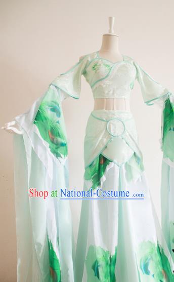 Traditional Chinese Tang Dynasty Princess Costumes Ancient Cosplay Peri Green Hanfu Dress for Women