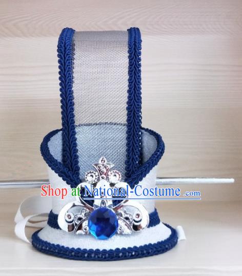 Chinese Ancient Nobility Childe Hair Accessories Han Dynasty Bridegroom Royalblue Headwear for Men