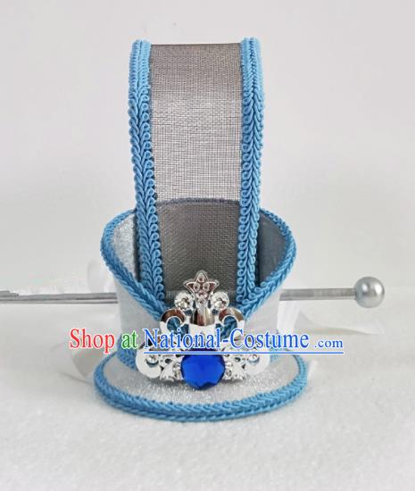 Chinese Ancient Nobility Childe Hair Accessories Han Dynasty Bridegroom Blue Headwear for Men