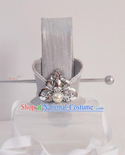 Chinese Ancient Nobility Childe Hair Accessories Han Dynasty Bridegroom White Headwear for Men