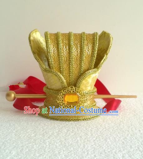 Chinese Ancient Prince Hair Accessories Tang Dynasty Emperor Golden Hairpins Headwear for Men