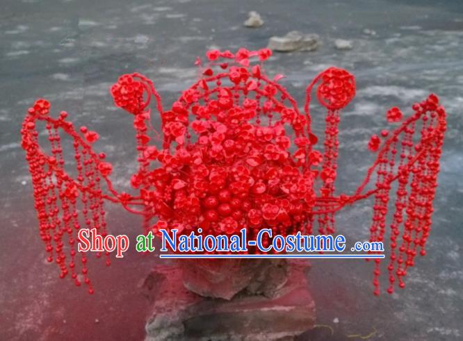 Chinese Ancient Bride Red Phoenix Coronet Wedding Hair Accessories Hairpins Headwear for Women