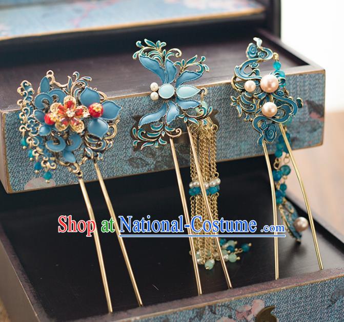 Chinese Ancient Bride Wedding Hair Accessories Hair Clips Tassel Hairpins Headwear for Women