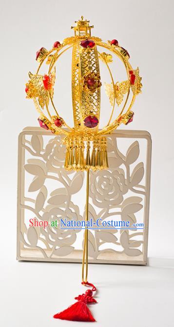 Chinese Ancient Wedding Accessories Bride Handmade Golden Palace Lantern for Women