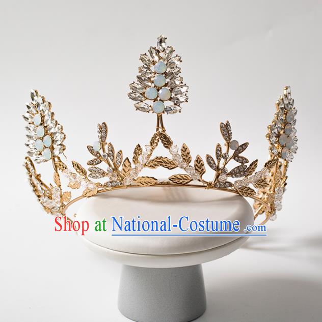 Top Grade Handmade Wedding Hair Accessories Bride Zircon Royal Crown Headwear for Women