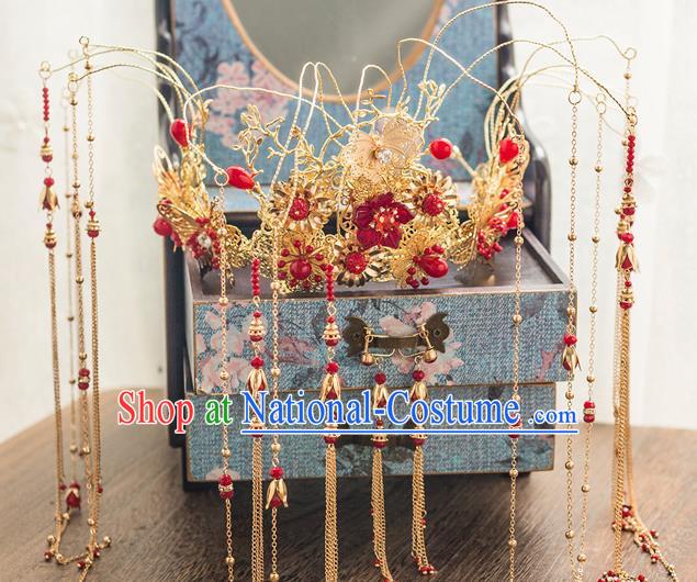 Chinese Ancient Bride Wedding Hair Accessories Luxury Phoenix Coronet Hairpins Headwear for Women