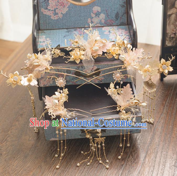 Chinese Ancient Bride Wedding Hair Accessories Hair Clips Hairpins Headwear for Women