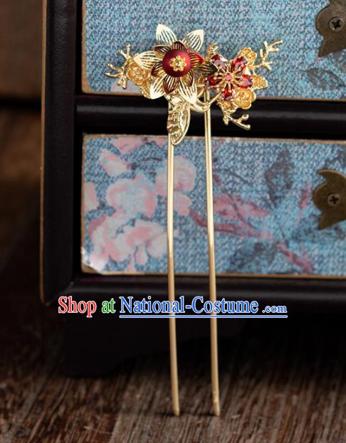 Chinese Ancient Bride Wedding Hair Accessories Golden Hanfu Hairpins Headwear for Women