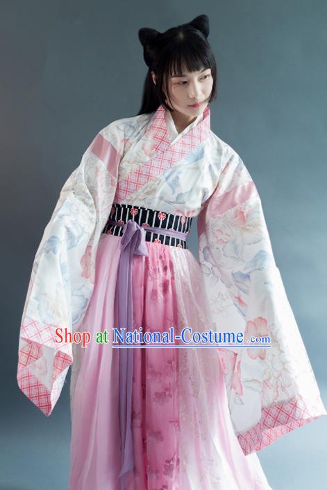 Chinese Traditional Jin Dynasty Young Lady Historical Costumes Ancient Princess Hanfu Dress for Women