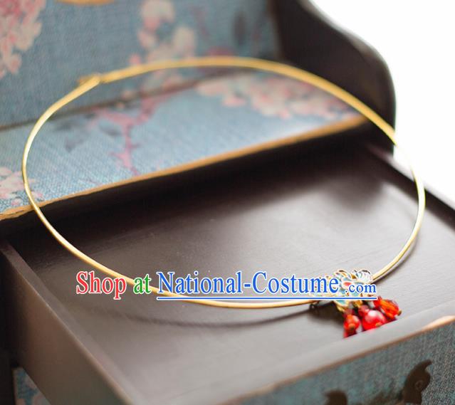 Chinese Ancient Wedding Accessories Bride Handmade Palace Blueing Lotus Necklace for Women