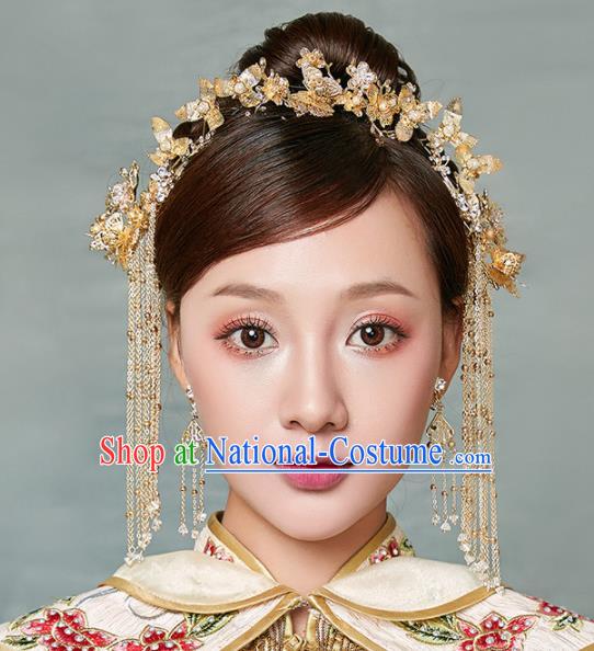 Chinese Ancient Palace Bride Tassel Hair Clips Wedding Hair Accessories Hairpins Headwear for Women