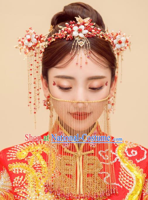 Chinese Ancient Palace Hair Accessories Bride Hanfu Hair Comb Hairpins Headwear for Women