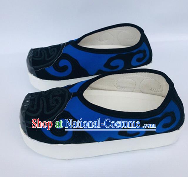 Chinese Traditional Shoes Ancient Beijing Opera Shoes Hanfu Royalblue Shoes for Men