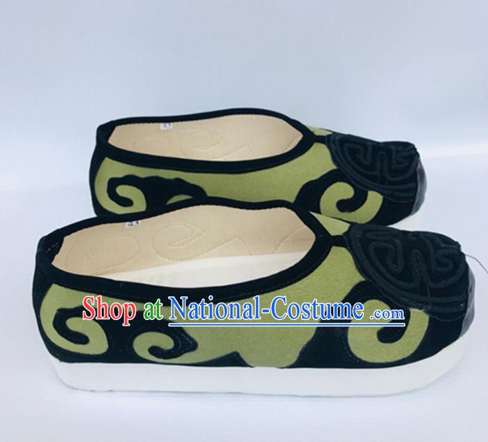 Chinese Traditional Shoes Ancient Beijing Opera Shoes Hanfu Green Shoes for Men