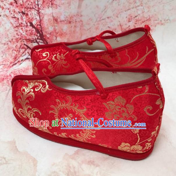 Traditional Chinese Shoes Wedding Shoes Ancient Princess Shoes Blood Stained Shoes Red Embroidered Shoes for Women