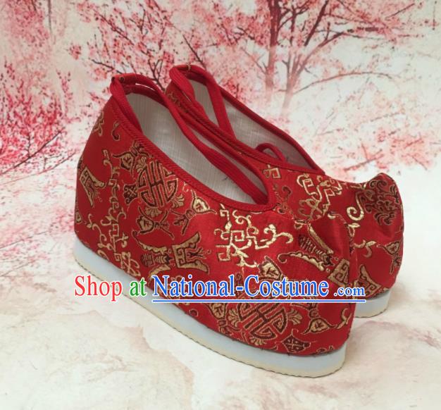 Traditional Chinese Shoes Red Wedding Shoes Ancient Princess Shoes Blood Stained Shoes for Women