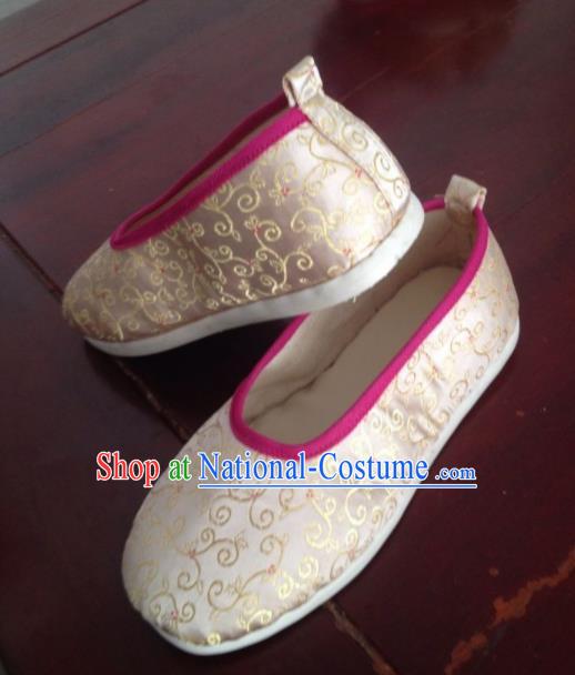 Traditional Chinese Beige Shoes Ancient Princess Shoes Wedding Embroidered Shoes for Women