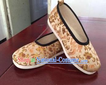 Traditional Chinese Golden Shoes Ancient Princess Shoes Wedding Embroidered Shoes for Women