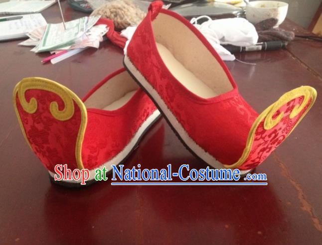 Traditional Chinese Wedding Shoes Ancient Princess Shoes Red Embroidered Shoes for Women