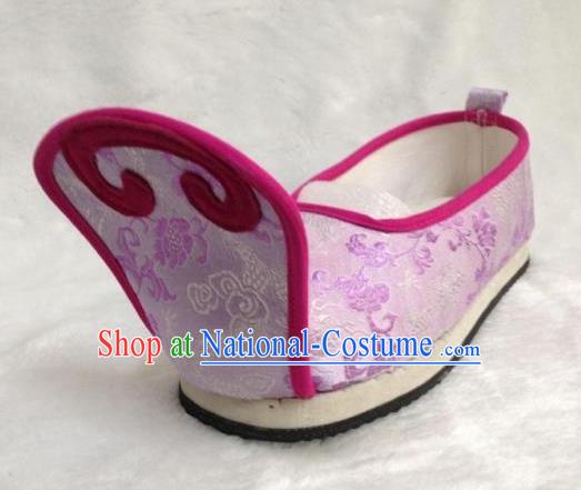 Traditional Chinese Wedding Shoes Ancient Princess Shoes Purple Embroidered Shoes for Women