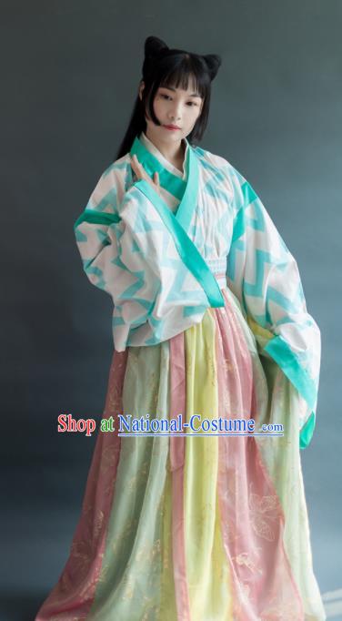 Chinese Traditional Jin Dynasty Female Historical Costumes Ancient Palace Princess Hanfu Dress for Women