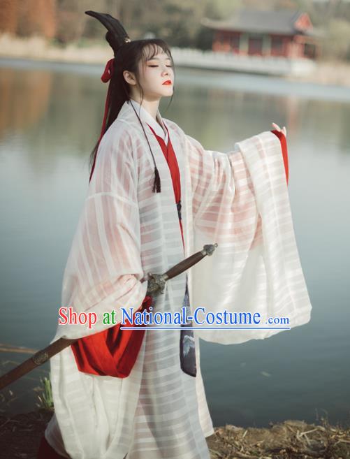 Chinese Ancient Swordswoman Hanfu Dress Traditional Jin Dynasty Historical Costumes Complete Set for Women