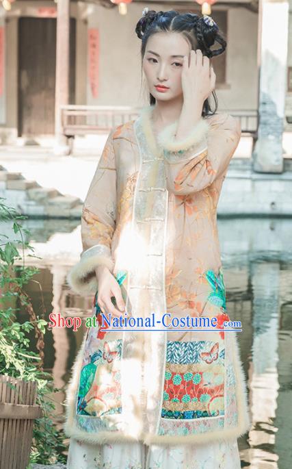 Chinese Traditional Costumes National Upper Outer Garment Silk Qipao Coat for Women