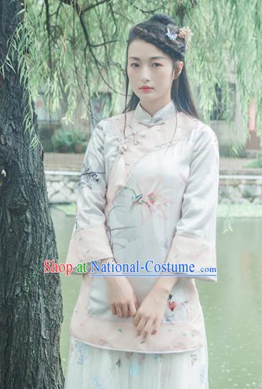 Chinese Traditional Costumes National Tang Suit Blouse Silk Qipao Shirt for Women