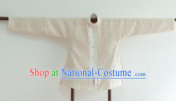 Chinese Ancient Ming Dynasty Historical Costumes Traditional Beige Blouse for Women