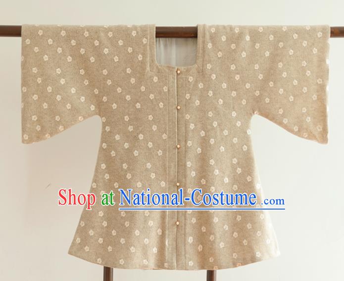 Chinese Ancient Ming Dynasty Historical Costumes Traditional Half Sleeves Beige Waistcoat for Women