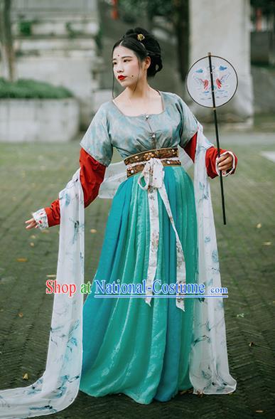 Chinese Tang Dynasty Palace Lady Historical Costumes Ancient Traditional Court Maid Hanfu Dress for Women