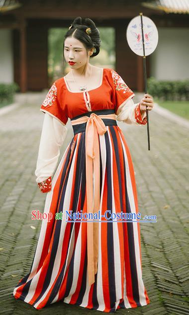 Chinese Traditional Tang Dynasty Palace Historical Costumes Ancient Princess Court Maid Hanfu Dress for Women