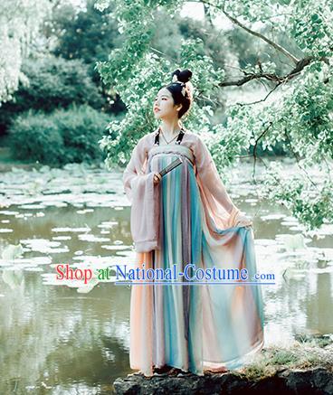 Chinese Traditional Tang Dynasty Historical Costumes Ancient Palace Princess Court Maid Hanfu Dress for Women