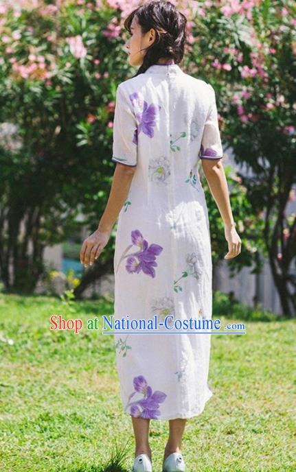 Chinese National Costumes Printing Qipao Dress Traditional Tang Suit Cheongsam for Women