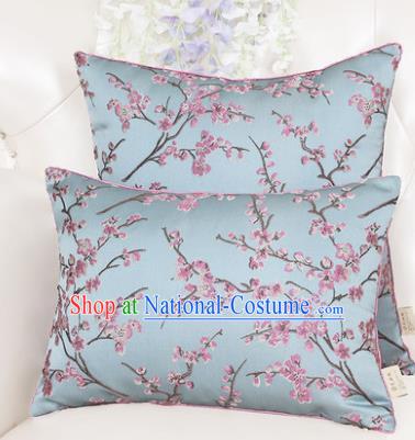 Chinese Classical Household Ornament Blue Brocade Back Cushion Traditional Handmade Waist Pillow