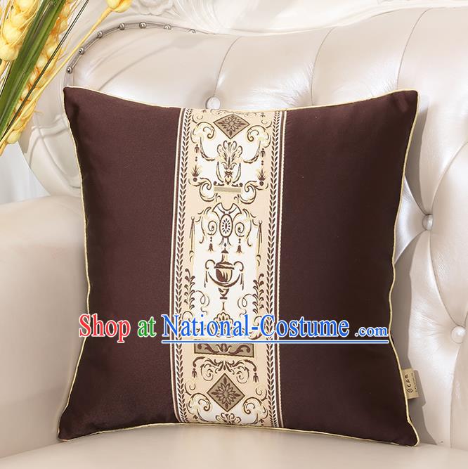 Chinese Classical Household Ornament Brown Brocade Back Cushion Traditional Handmade Throw Pillow