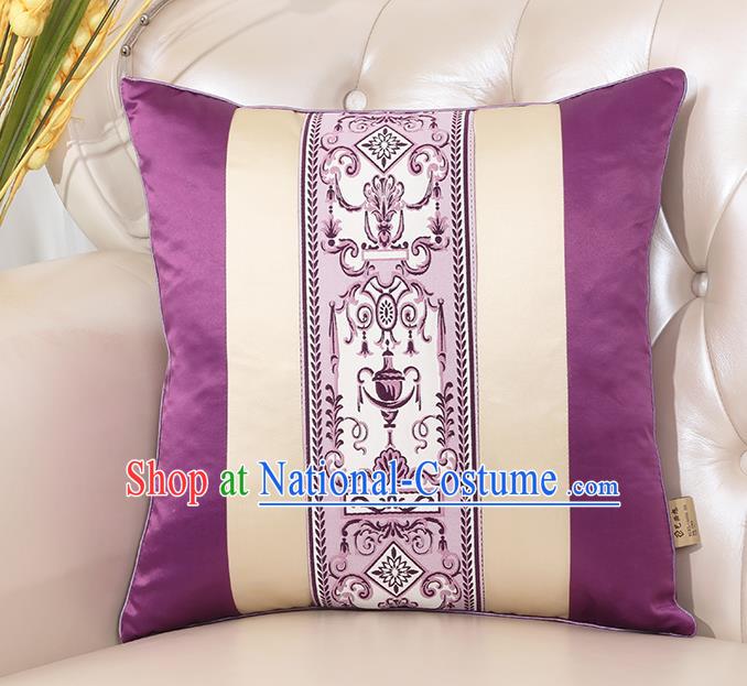 Chinese Classical Household Ornament Purple Brocade Back Cushion Traditional Handmade Throw Pillow