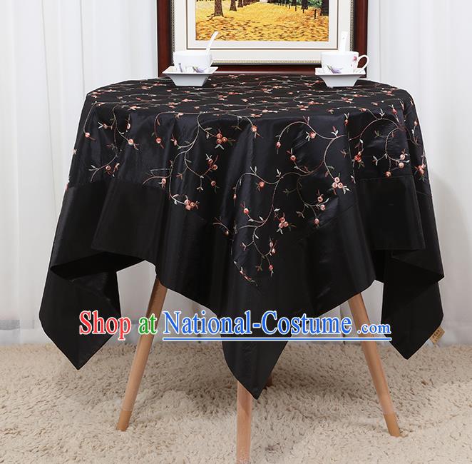 Chinese Classical Household Black Brocade Table Cover Traditional Handmade Table Cloth Antependium