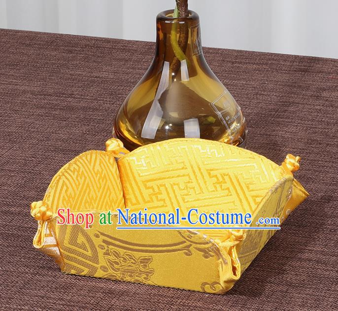 Chinese Traditional Household Accessories Classical Golden Brocade Storage Box Candy Tray